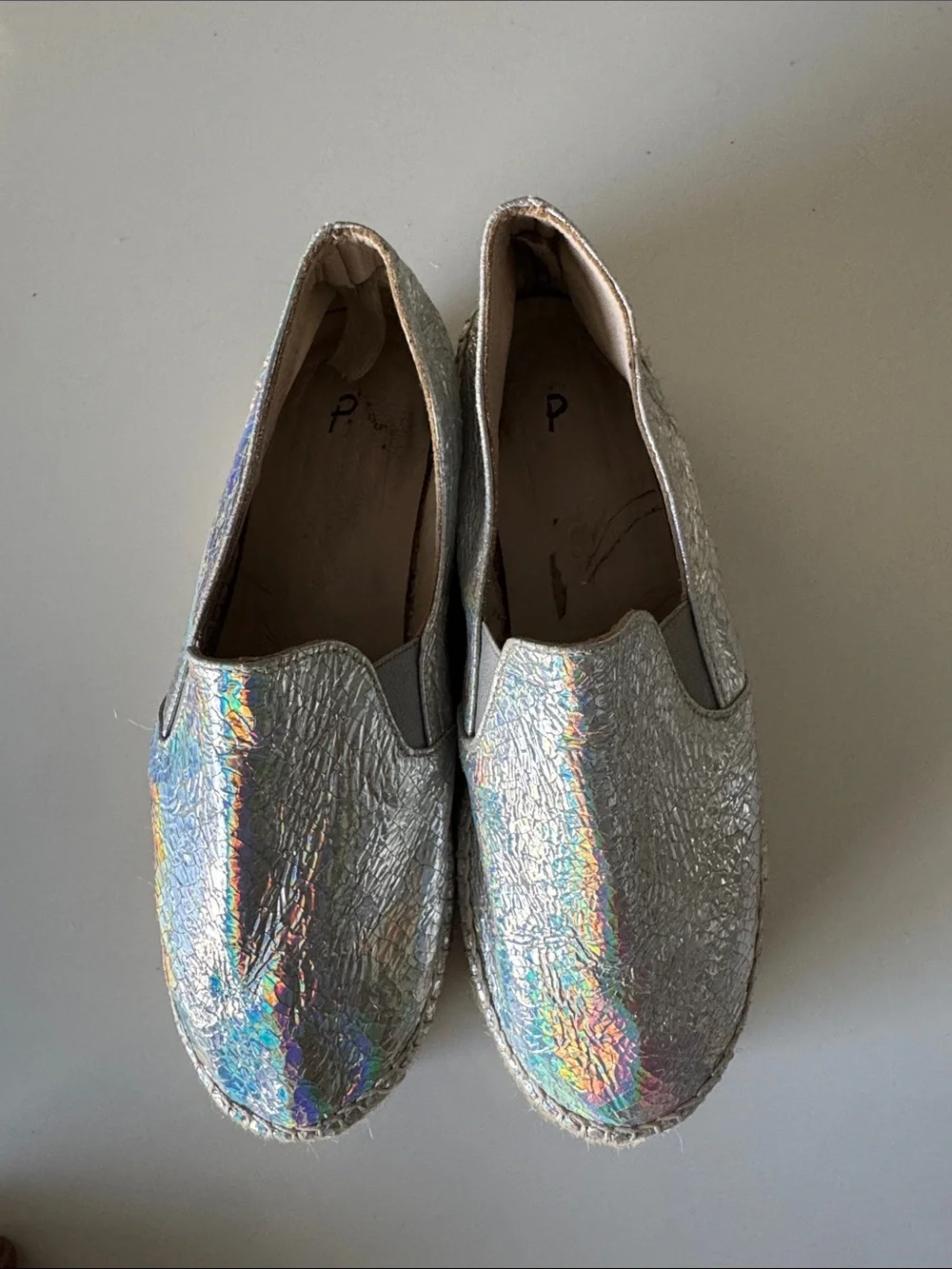Holographic Slip-On Espadrille Platform Sneakers